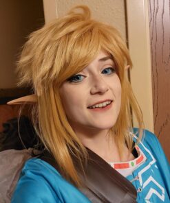 Linfairy Short Blonde Wig Halloween Cosplay Wig For Men Braid with 2 Elf Ear 46 71ChQ5x9ndL