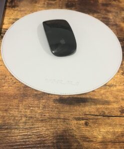 YXLILI Mouse Pad, Double-Sided Mouse Pads Small Round PU Leather Mouse Mat with Stitched Edge Waterproof Mouse Pads for Wireless Computer Mouse for Office Home Gaming Working Brown/Silver 27 71Chs qKx1L