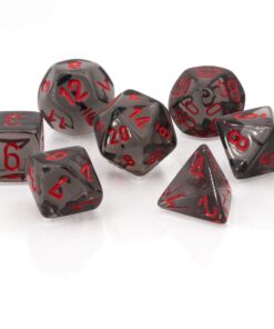 Alternative view of Polyhedral 7-Die Translucent Dice Set - Smoke with Red