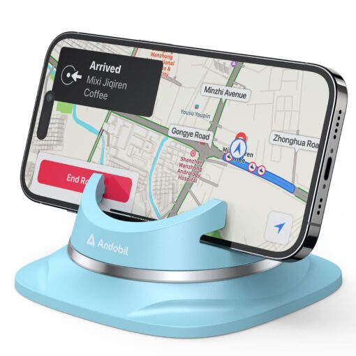 andobil Dashboard Car Phone Holder, [Sturdy, Never Slip, 360°Rotatable] Reusable Silicone Cell Phone Holder for Car Various Dashboard Car Phone Mount Compatible with iPhone, Samsung, Android, GPS Blue