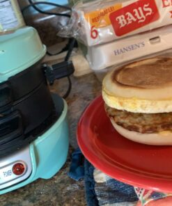 Hamilton Beach Breakfast Sandwich Maker with Egg Cooker Ring, Customize Ingredients, Perfect for English Muffins, Croissants, Mini Waffles, Perfect White Elephant Gifts, Mint (25482) Single 28 71ClnDUhYNL