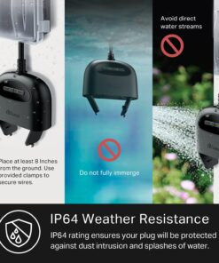 Kasa Outdoor Smart Plug, Smart Home Wi-Fi Outlet with 2 Sockets, IP64 Weather Resistance, Compatible with Alexa, Google Home & IFTTT, No Hub Required, ETL Certified(EP40), Black 2-Socket 21 71Cm8qXFNZS