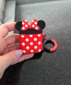 iFiLOVE Compatible with Airpods Case, Cute Cartoon Airpods Cover, Minnie Mouse Soft Silicone Shockproof Protective Case Cover Skin with Ring Buckle Holder for Apple Airpods 1 & 2 Charging Case(#2) #2 32 71CmE039LSL