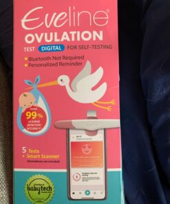 Eveline Digital Ovulation Test Predictor Kit - Easy at Home Ovulation Test Strips with Smart Scanner, Digital Results on Eveline App, 1 Cycle Supply Pregnancy Must-Haves - 99% Accuracy, 5 LH Strips 1 Count (Pack of 1) 26 71Cn0jrA76L