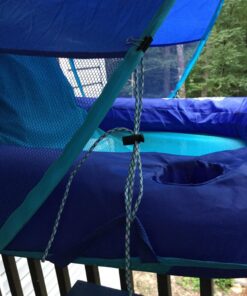 SwimWays Spring Float Recliner with Removable Canopy - Swim Lounger for Pool or Lake, Blue Dark Blue / Light Blue 30 71CotShCOHL