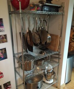 Pro Chef Kitchen Tools Round S Hooks - Kitchen Pot Racks Hook 10 Pack Set - Heavy Duty S Shaped Clothing Hangers - Fits Utensil Organizer Rack Hanger Bar - Outdoor Garage Home Storage Organization 34 71CpKnl0raL