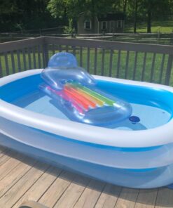 Intex 56483EP Inflatable 8.5' x 5.75' Swim Center Family Pool for 2-3 Kids, Backyard Splash Pool for Children 6+ Years Old, 198-Gallons, Blue & White Family Swim Center 49 71CpbnYfguL 1