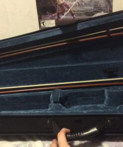 Mendini By Cecilio Violin - MV500+92D - Size 4/4 (Full Size), Black Solid Wood - Flamed, 1-Piece Violins w/Case, Tuner, Shoulder Rest, Bow, Rosin, Bridge & Strings - Adult, Kids Size: 4/4 (Full Size) 59 71Cq2feO5L