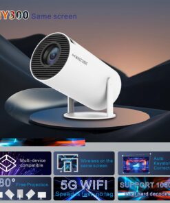 Mini Projector, Magcubic HY300 Auto Keystone Correction Portable Projector, 4K/ 200 ANSI Smart Projector with 2.4/5G WiFi, BT 5.0, 130 Inch Screen, 180 Degree Flip, Round Design, Home Video Projector white 22 71Cqtg1rvjL
