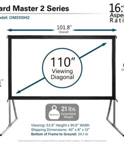 Elite Screens Yard Master 2, 110-INCH Outdoor Projector Screen with Stand 16:9, 8K 4K Ultra HD Fast Fold Portable Movie Screen Foldable Easy Snap On Cinema Theater, OMS110H2 16:9 Aspect Ratio Front Projection 28 71CqxzYx XL