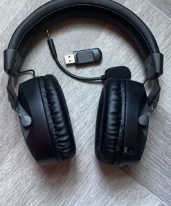 Acinaci Wireless Gaming Headset with Detachable Noise Cancelling Microphone, 2.4G Bluetooth - USB - 3.5mm Wired Jack 3 Modes Wireless Gaming Headphones for PC, PS4, PS5, Mac, Switch, Phone, Tablet Black 43 71CrKYj9gGL