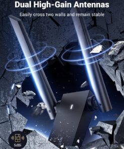 UGREEN USB WiFi Adapter, WiFi Adapter with AC1300 5dBi High Gain Dual Antennas, 5G/2.4G Dual Band, 164ft Wide Range, USB 3.0 WiFi Adapter for Desktop PC Laptop, Support Windows 11/10/8.1/8/7 47 71CtXY17c7L