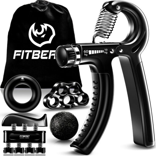 FitBeast Grip Strengthener Forearm Strengthener Hand Grips Strengthener Kit - 5 Pack Adjustable Resistance Black