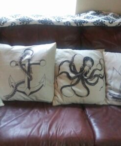 Decorbox Cotton Linen Decorative Throw Pillow Cushion Case Anchor Cushion Cover 18" x 18" 3 71Cu4OeEJJL