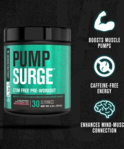 Pumpsurge Caffeine Free Pre Workout for Men & Women - Stim Free Pre Workout Powder, Nitric Oxide Supplement & Nootropic Booster - Intense Pumps, Enhanced Focus - 30 Servings, Watermelon 11 71CvDJ igJL