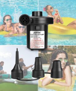 AGPTEK Electric Air Pump with 3 Nozzles, 110V AC/12V DC, Portable Quick-Fill Perfect Inflator/Deflator Pumps for Outdoor Camping, Inflatable Cushions, Air Mattress Beds, Boats, Swimming Ring 24 71CvfBtbTML