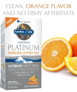 Garden of Life Minami Supercritical Platinum Omega 3 Fish Oil Supplement - Orange, Ultimate Once Daily for Heart & Brain Health, 1100Mg Omega-3S, 1,000 Iu Vitamin D3, 60 Softgels 9 71Cvv8YLSZL