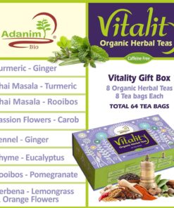 Alternative view of Adanim Bio Vitality Organic Tea Sampler Gift Set Box (8 Flavors Herbal Tea Variety Pack, 64 Individual Tea Bags) Caffeine Free Tea Sets, Assorted Tea Set, Tea Gifts for Tea Lovers Women Vitality Gift Box - Assorted Flavors