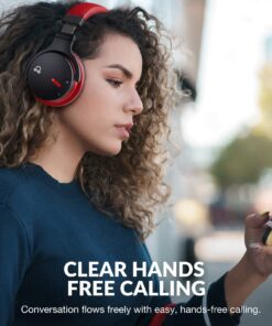 MOVSSOU E7 Active Noise Cancelling Headphones Bluetooth Headphones Wireless Headphones Over Ear with Microphone Deep Bass, Comfortable Protein Earpads, 30 Hours Playtime for Travel/Work, Black 32 71D E0ztSNL