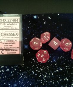 Chessex Polyhedral 7 Die Frosted Dice Set Pink with White 6 71D KLcU4vL