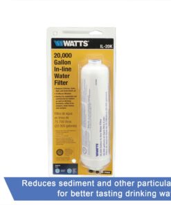 Watts Inline Water Filter 20,000 gallon Capacity- Inline Filter for refrigerator, Ice Maker, Under Sink, and Reduces Bad Taste, Odors, Chlorine and Sediment in Drinking Water 29 71D SJv7XaL