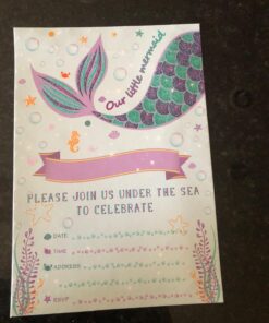 WERNNSAI Mermaid Party Invitations - 20 Set Magical Glitter Fill in Mermaid Invitations with Envelopes for Kids Girls Birthday Baby Shower Wedding Pool Mermaid Themed Party Supplies Mermaid-A 41 71D T6hcL