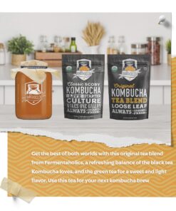 Fermentaholics USDA Certified Organic Kombucha Tea Blend 4 oz | Makes 11 Gallons | Kosher Certified | Organic Black and Green Tea Blend | Loose Leaf 4 Fl Oz (Pack of 1) 17 71D VlDHRpL