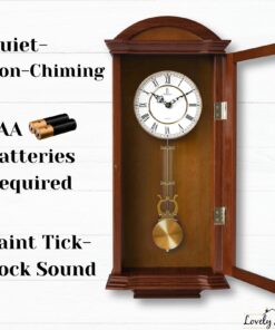 Pendulum Wall Clock Battery Operated - Large Hanging Grandfather Wall Clock with Pendulum - Quiet Wood Pendulum Clock - Wooden Wall Clock for Living Room Decor, Office & Home Décor Gift 27x11 Medium Wood 23 71D tlKipGL 2