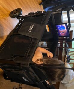 WONDERFOLD W4 Original Quad Stroller Wagon Featuring 4 High Face-to-Face Seats with 5-Point Harnesses, Easy Access Front Zipper Door, and Removable UV-Protection Canopy, Black W4_Original 45 71D0UFjepUL