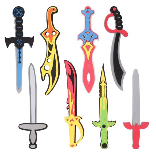 Liberty Imports Foam Swords 8 Pack Weapons Toy Set for Kids - 8 Different Designs Ninja Pirate Warrior Viking Swords Assorted