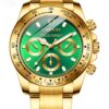 FANMIS Classics Business Analog Watch Big Face Quartz Luminous Waterproof Analog Quartz Stainless Steel Watch Elegant Gift Watch for Men Gold Green 14 71D0qaGLxnL