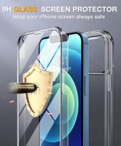 Miracase Glass Series for iPhone 12/12 Pro - Full-Body Rugged Protective Case with Built-in 9H Tempered Glass Screen Protector and Camera Lens Protector - Crystal Clear 12 71D1DqSPKCL
