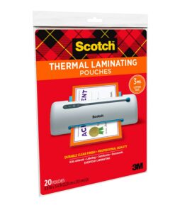 Scotch Thermal Laminating Pouches, 8.9 x 11.4-Inches, 3 mil thick, 20-Pack (TP3854-20),Clear Clear 22 71D1RlPB4YL