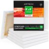 Arteza Paint Canvases for Painting, Pack of 12, 8 x 8 Inches, Square White Stretched Canvas Bulk, 100% Cotton, 8 oz Gesso-Primed, Art Supplies for Adults and Teens, Acrylic Pouring and Oil Painting White - Classic 8 x 8 (Pack of 12) 7 71D2NIIwbML