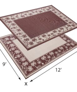Alternative view of Stylish Camping Outdoor Patio / RV Camping Mat - Palm Tree (Brown/Beige, 9-Feet x 12-Feet) - 209127 Brown/Beige 9'x12'