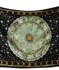Madhu International Zodiac Mandala Tapestry Hippie Wall Hanging Astrology Tapestry Indian Handmade Tapestries Celtic Horoscope Tapestry Wall hanging (Green, Twin(54x82Inches)(140x210cms)) 54" x 82" Green 7 71D7eoK YML