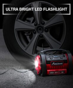 AVID POWER Tire Inflator Portable Air Compressor, 12V DC / 120V AC Car Tire Pump, Air Mattress Pump with Inflation and Deflation Modes, Dual Powerful Motors, Digital Pressure Gauge 1-red 23 71D7vEZuNL