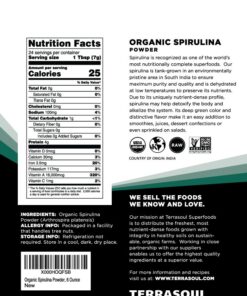 Terrasoul Superfoods Organic Spirulina Powder, 6 Oz, Vegan Protein, Green Superfood Boost for Smoothies, Detoxifying Elixirs, and Immune Support 11 71D82yDaCjL