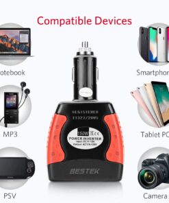 BESTEK 150W Power Inverter 12V to 110V Voltage Converter Car Charger Power Adapter with 3.1A Dual USB Charging Ports 19 71D8OAXNUL