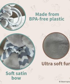 Bearington Baby Lil’ Spout Ring Rattle: 5.5” Plush Gray Elephant Shaker Toy with Soft Plush Fur, Satin Bow, Clear Ring and Moving Beads; Sensory Stimulation for Infants, Makes a Great 5.5 Inch (Pack of 1) 16 71D8ernRYEL