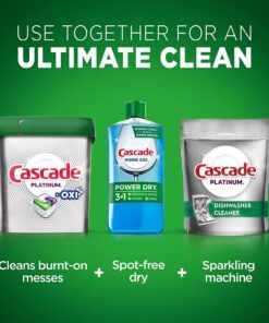 Cascade Platinum Dishwasher Soap Pods, Actionpacs + Oxi with Dishwasher Cleaner and Deodorizer Action, Fresh, 62 Count of Dish Detergent Pods 16 71D9VmXvxAL