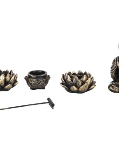 MyGift Desktop Zen Garden Kit with Buddha Statue, Incense Burner, Sand, Rake and Lotus Tea Light Candle Holder 24 71DA55WaDdL