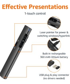 Amazon Basics Wireless Presenter, Red Laser, 2.4GHz, Hyperlink, Lithium Battery Operated 28 71DA8ncYdL