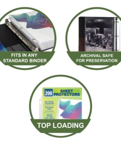 Samsill Heavy Duty Sheet Protectors 8.5 x 11 Inch, Page Protectors for 3 Ring Binder, Non-Glare Sheet Protector, Letter Size, Top Loading, Acid Free, 200 Pack 13 71DAF7pvpqL