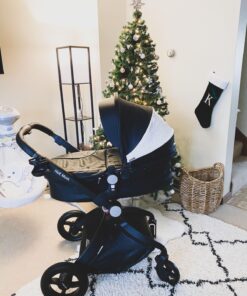 Hot Mom Baby Stroller: Baby Carriage with Adjustable Seat Height Angle and Four-Wheel Shock Absorption,Reversible,High Landscape and Fashional Pram (Black) Black 74 71DB4b9y6fL