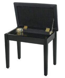 Smartxchoices 22''L Cushion Padded Piano Bench with Storage PU Leather Keyboard Stool Ebony Solid Wooden Seat Black 20 71DCYKopK6L