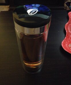 Sun's Tea 18oz Wide Mouth Ultra Clear Spill-proof Strong Double-wall 3-Piece Borrosilicate Glass Tumbler with Strainer and Lid (flat top lid) 26 71DCZvG o3L