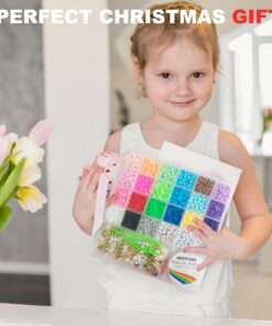 Redtwo 6200 Pcs Clay Beads Bracelet Making Kit, Flat Round Polymer Heishi Friendship Bracelet Jewelry Kit with Charms and Elastic Strings for Girls 8-12 Gifts for Kids 20 71DCbqGbbL