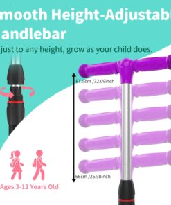 Alternative view of BELEEV A2 Scooters for Kids 3 Wheel Kick Scooter for Toddlers Girls Boys, 4 Adjustable Height, Lean to Steer, Light up Wheels, Extra-Wide Board, Easy to Assemble for Children Gift Sport Toys Ages 3-12 Purple