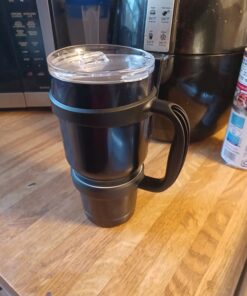 Grip-It YETI Tumbler Cup Handle for 30oz Rambler - Lightweight, Spill Proof Grip For RTIC Cooler Stainless Steel Tumblers, SIC, Ozark Trail & Travel Water Coffee Mugs or Flask - Midnight Black 20 71DDR806VL 2
